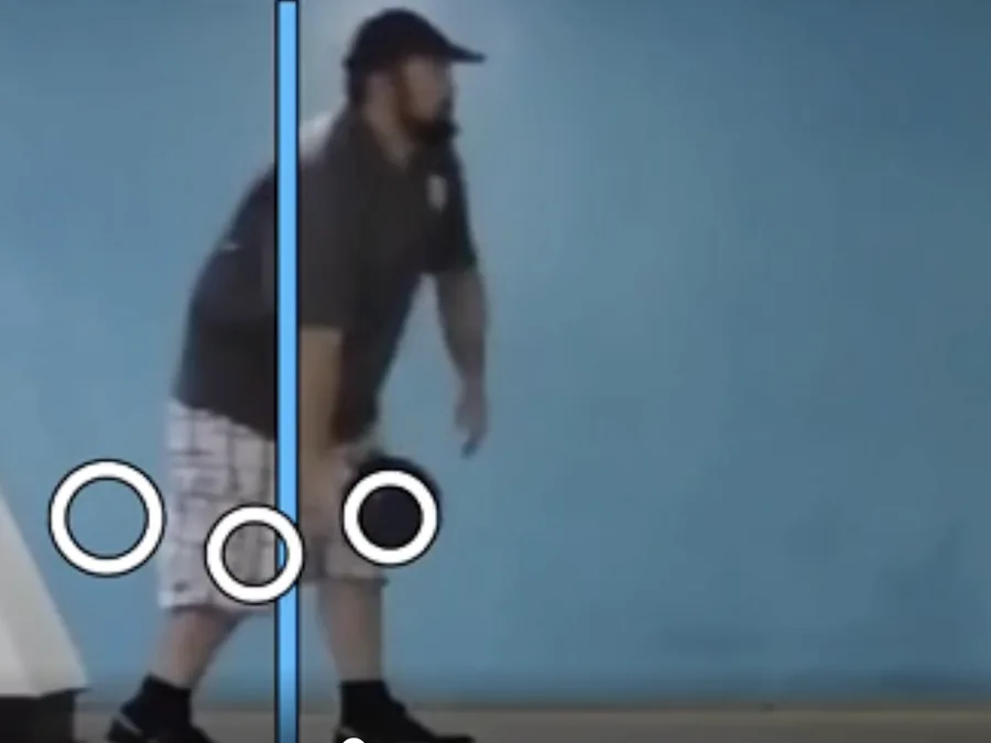 Video review annotation showing body position analysis