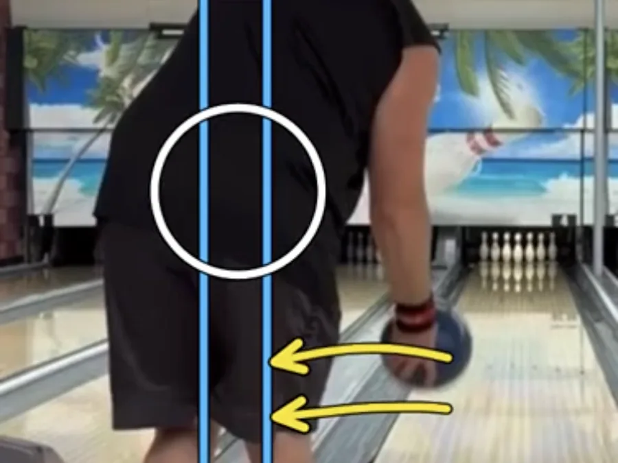 Video review annotation showing swing path analysis